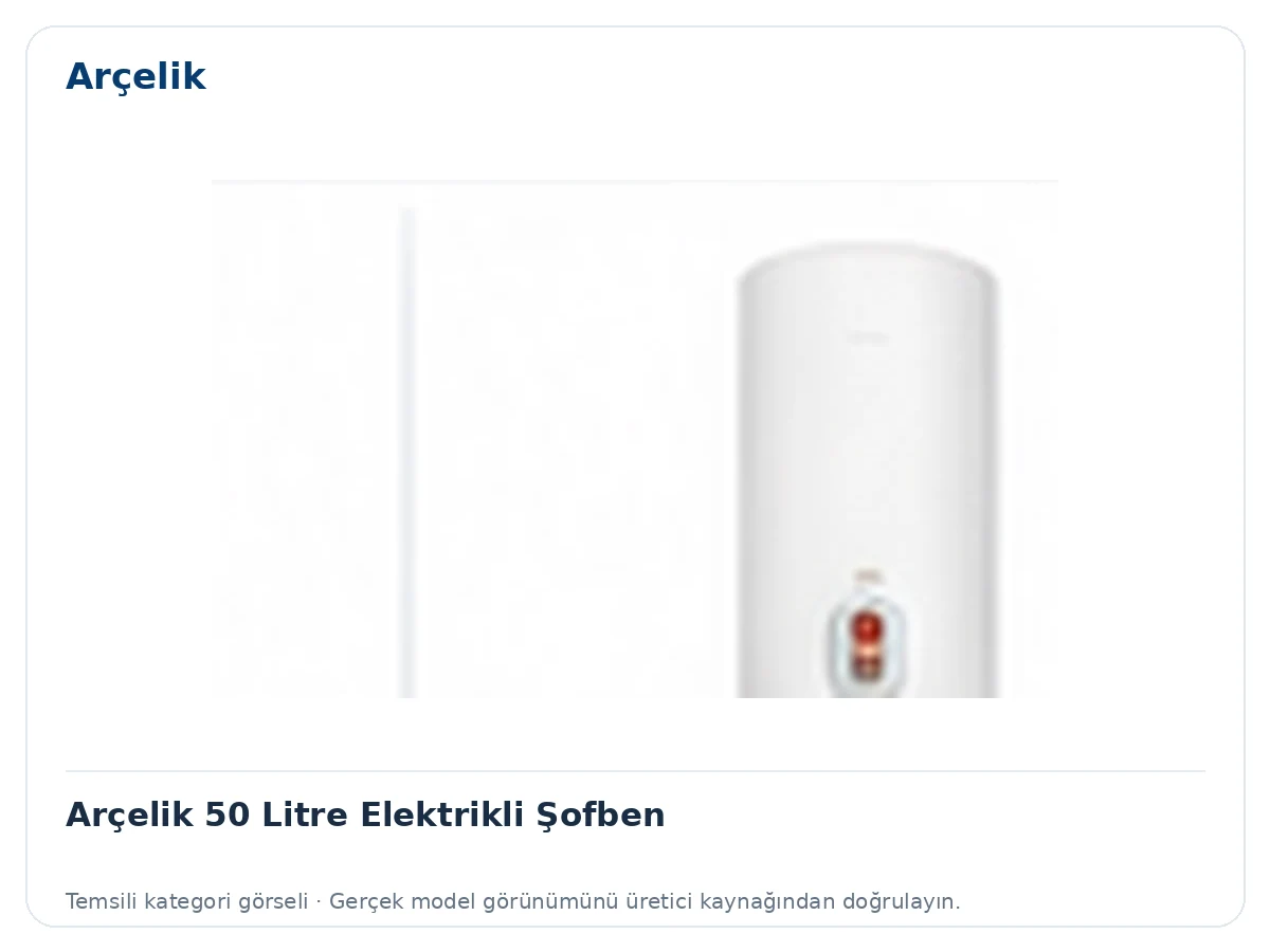 Arçelik 50 Litre Elektrikli Şofben için temsili ürün görseli